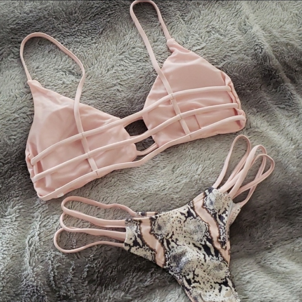 😻😻 Small PINK SNAKE PRINT BIKINI - Picture 4 of 5